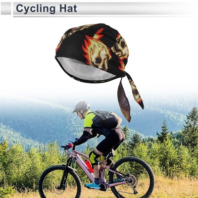 Cycling Hat Sweat and Moisture Wicking Breathable Skull Flame Black 27x34cm