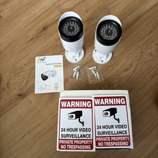 BNT Dummy Security Camera 2-Pack with Warning Sign LED Light - Indoor/Outdoor