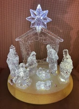 NATIVITY Musical Light Up AWAY IN A MANGER CHRISTMAS Baby Jesus Mary Wise Works