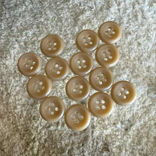 14 Vintage Tan Latte 5/8” 4 Hole Sew Through Buttons Sewing Crafts
