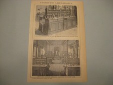 Laboratorium, Chemilaboratorum i in. 2 oryginalne tablice z 1896 roku - oryginalne litografie