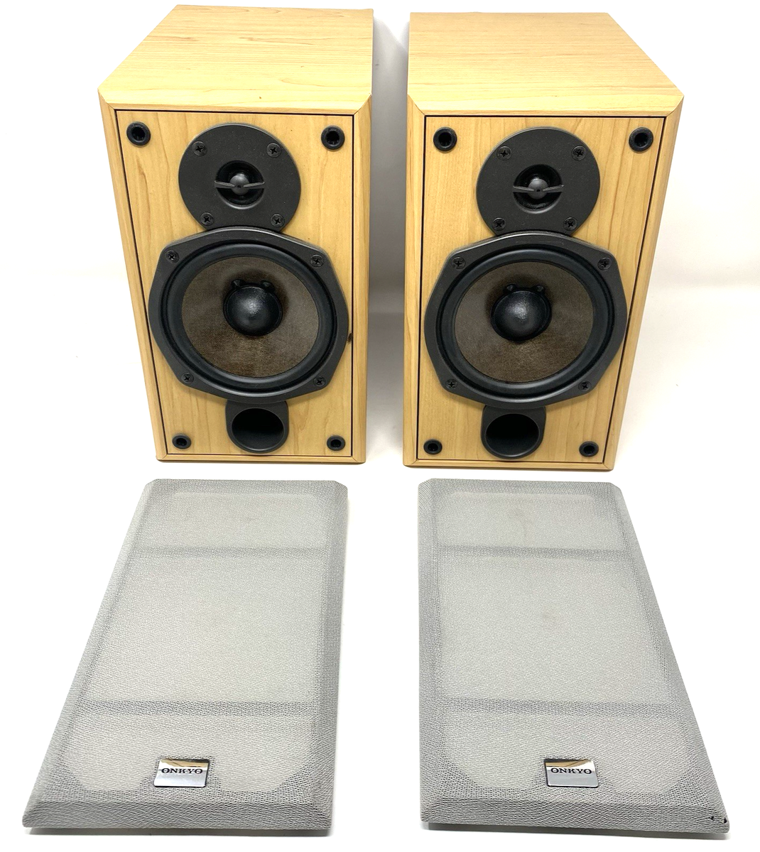 ONKYO D-N5TX Vintage Bookshelf Speakers 70 Watt Light Wood Finish