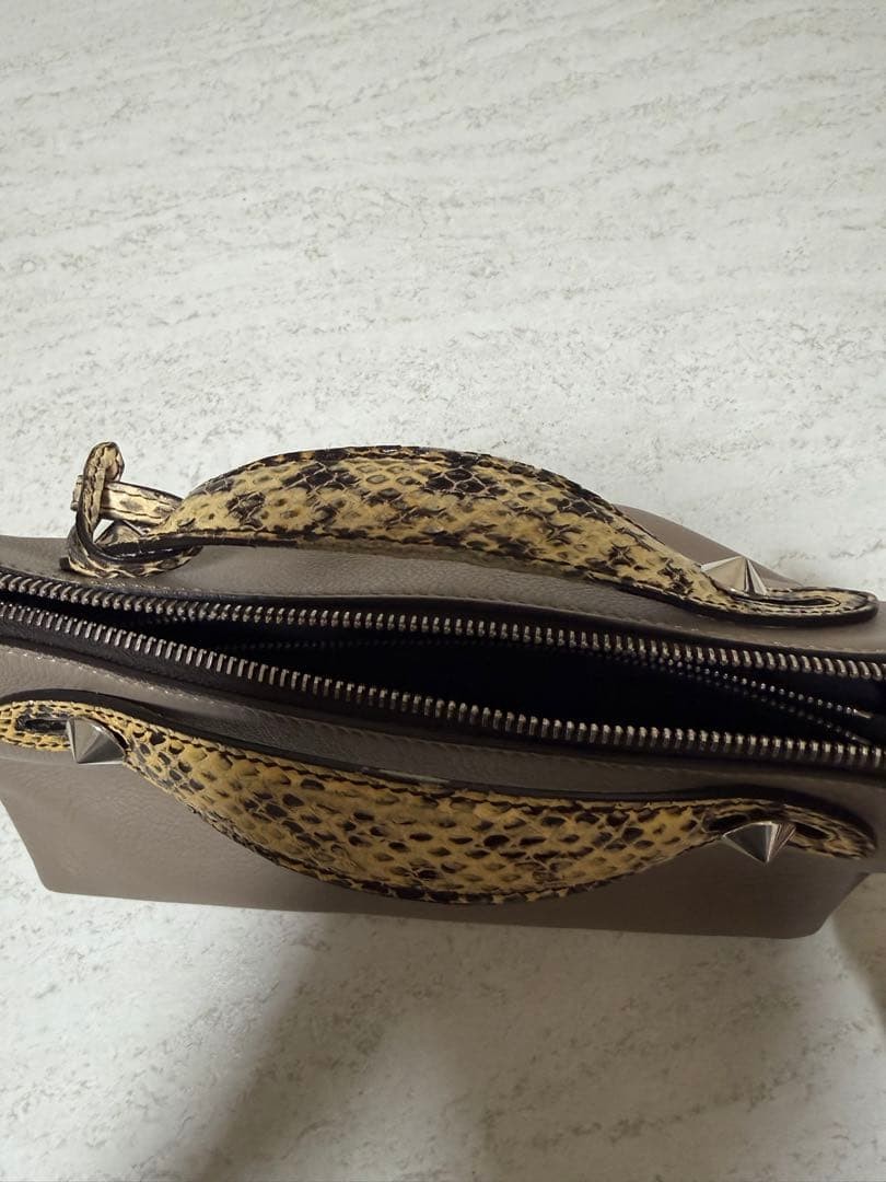 Fendi Vitheway Python Shoulder Bag Beige Greige M… - image 3