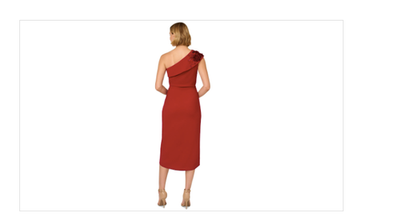 Adrianna Papell Women's Red Beaded-Shoulder Ruched-Side Dress Petite Size 4P Adrianna Papell Women's Red Beaded-Shoulder Ruched-Side Dress Petite Size 4P