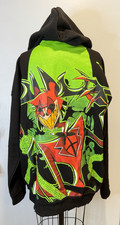 Hot Topic Hazbin Hotel Alastor Chain Hoodie L Black Distressed Hem