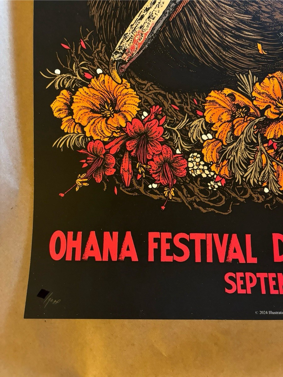 Pearl Jam GOLD Variant #/90 AE poster Ohana Festival 2024
