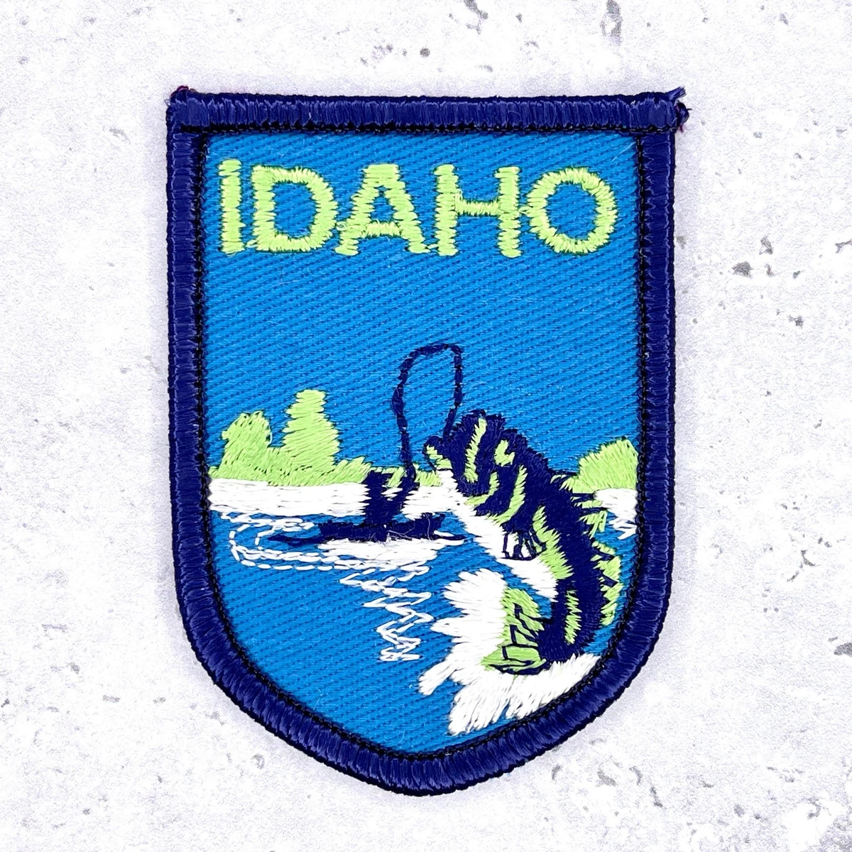 Vintage Idaho Patch • Fly Fishing River State Travel Souvenir 