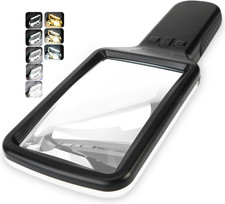 15X Magnifying Glass with Light, Real Glass Lens, 3 Color Modes Stepless Dimmabl