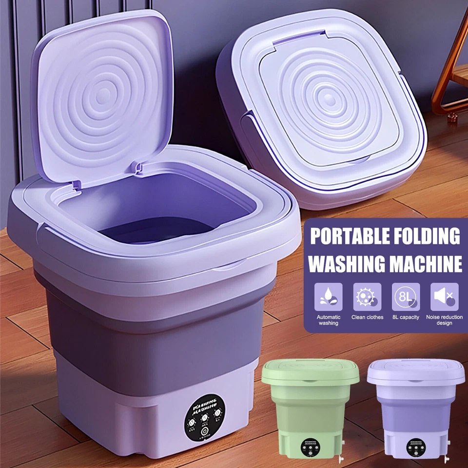 Folding Portable Washing Machine 8L Large Capacity Clothes Spin Dryer Bucket - Image 2 of 4