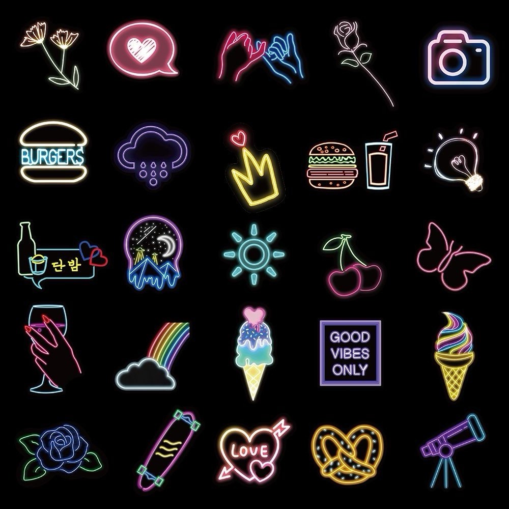30Pcs Random Cool Neon Waterproof Vinyl Stickers for Kids Adults Teens