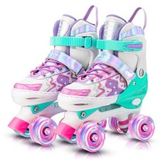Roller Skates for Kids, Girls, Boys - 4 Size Adjustable with Light Up Wheels