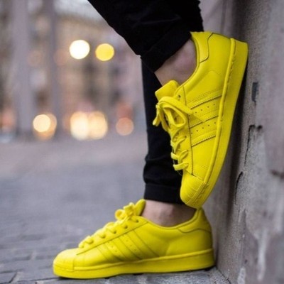Adidas Originals x Pharrell Williams Size 4 Yellow Superstar Low Top Sneakers