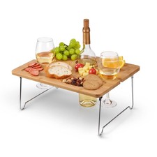 Portable Wine Picnic Table, Ideal Wine Gift for Women Men, Small Folding Outd...