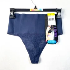 NWT Maidenform Women's M Tame Your Tummy Shaping Lace Thong DM0049 Navy