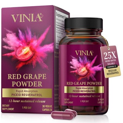 VINIA Piceid Resveratrol Supplement Capsules. Increases Blood Flow and Nitric...