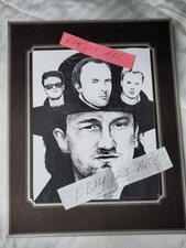 Super Rare U2 Bono 1980s Black & White 8 x 10 Picture Celebrity Sketch Art Print
