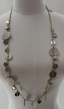 Chico's NEW Silvertone Necklace Circles On Chain Boho Statement Chic Andee Long