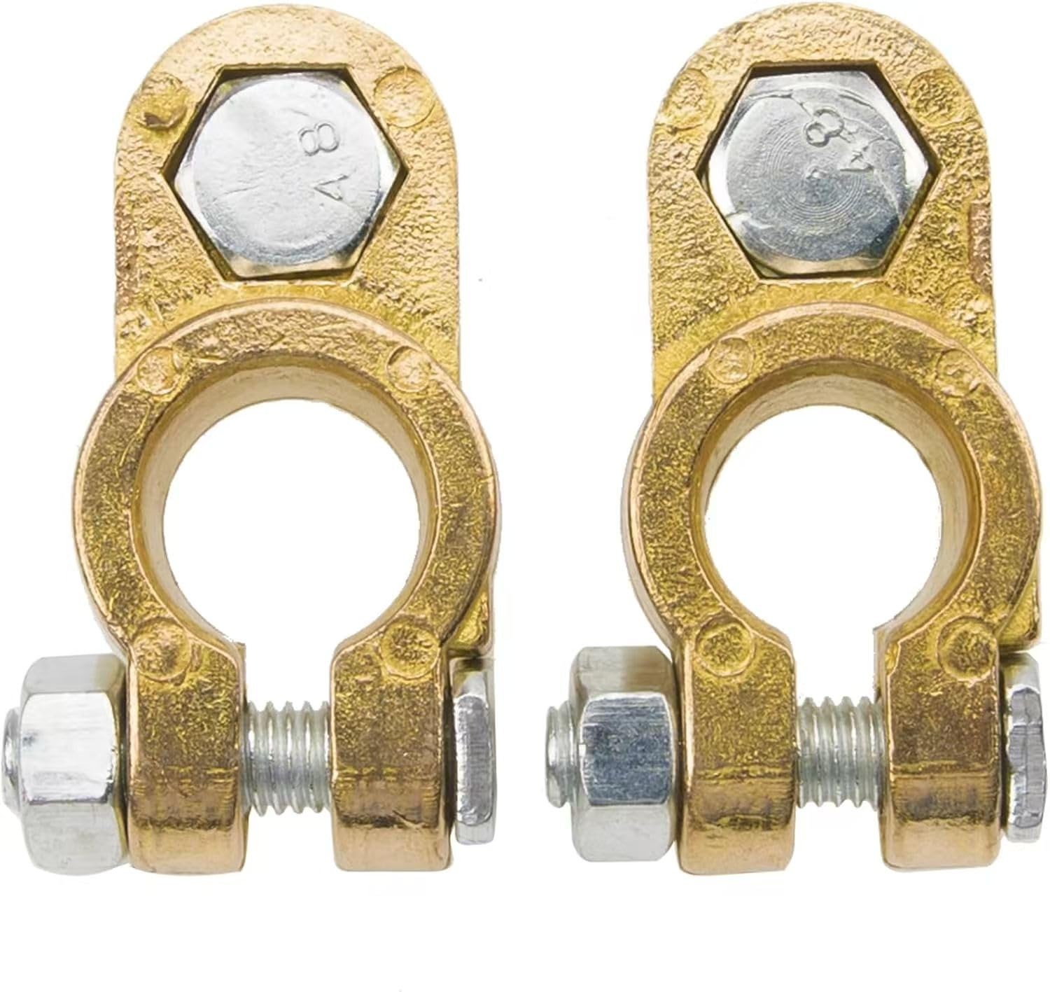 Universal Brass Battery Terminal Connectors Top Post Clamp Set for Car RV Boat T