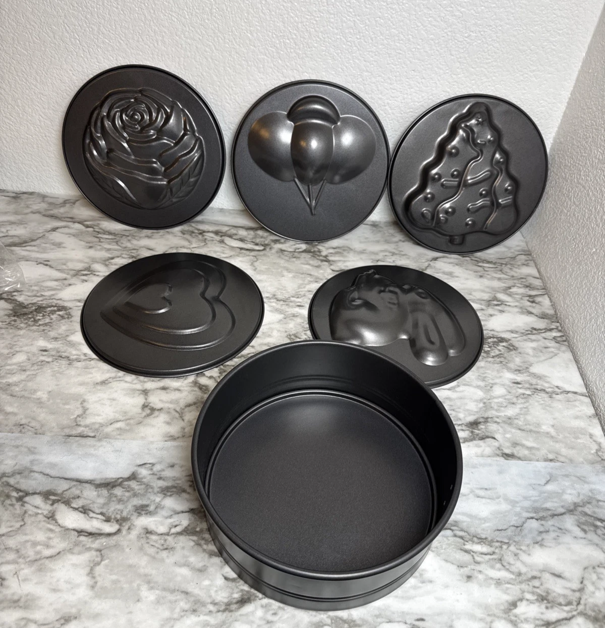 Springform Pan Set 8 Pc Holiday Non-Stick Round Cake Baking Design