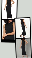 The Drop "Lena" Black High Neck Textured Midi Dress Womens L (Free Shipping)