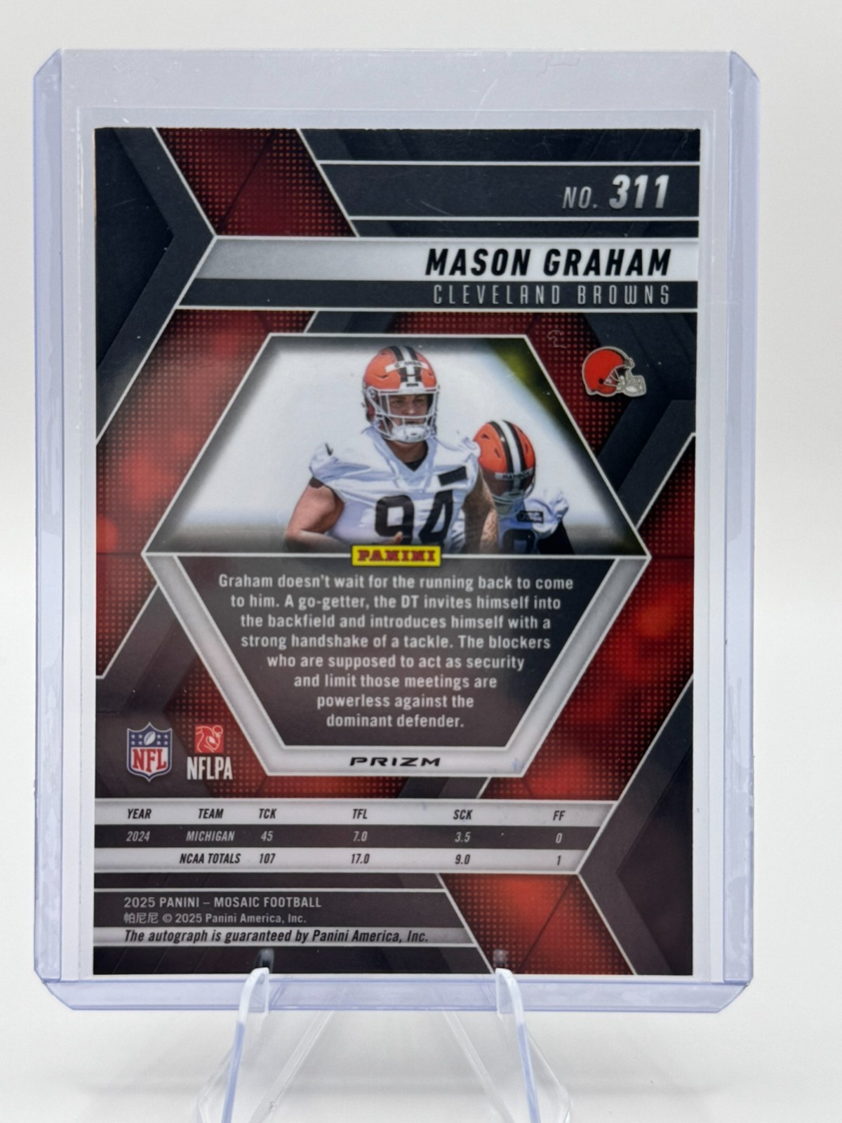 2025 Panini Mosaic - Mason Graham Mosaic Rookie Signatures #311 RC Auto Browns