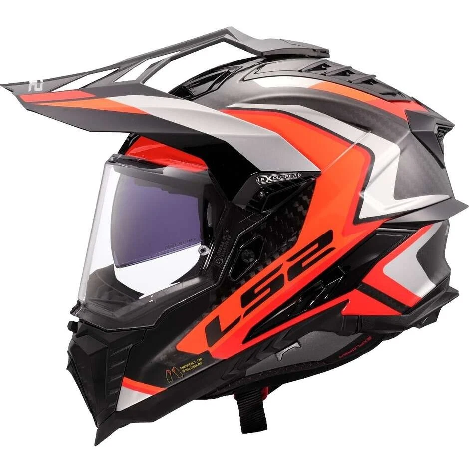 LS2 MX701 EXPLORER C FRONTIER II CARBON CASCO MOTO INTEGRALE DUAL ORANGE TG S - Immagine 2 di 4