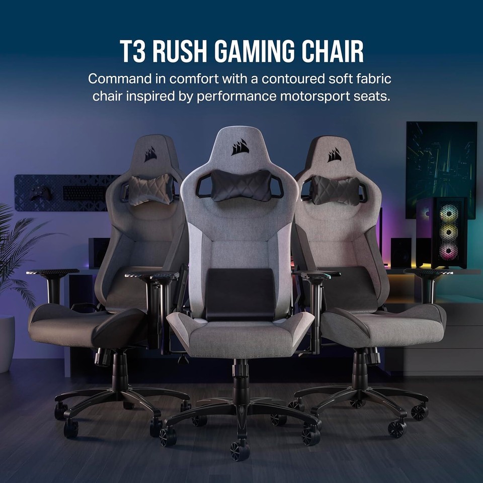 Corsair T3 Rush Fabric Gaming Chair (2023) RacingInspired Design eBay