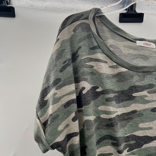 Vestido para mujer Cherish camuflado manga corta línea A con cinturón talla mediana hasta la rodilla - Imagen 3 de 9