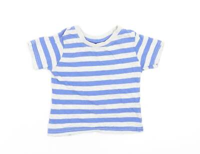 Primark Jungen blau gestreift Baumwollmischung T-Shirt Größe 9-12 Monate Pullo