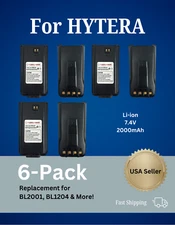 6x Replacement Battery for Hytera Radios BL2001 BL1204, TC-610, Li-Ion | 2000mAh