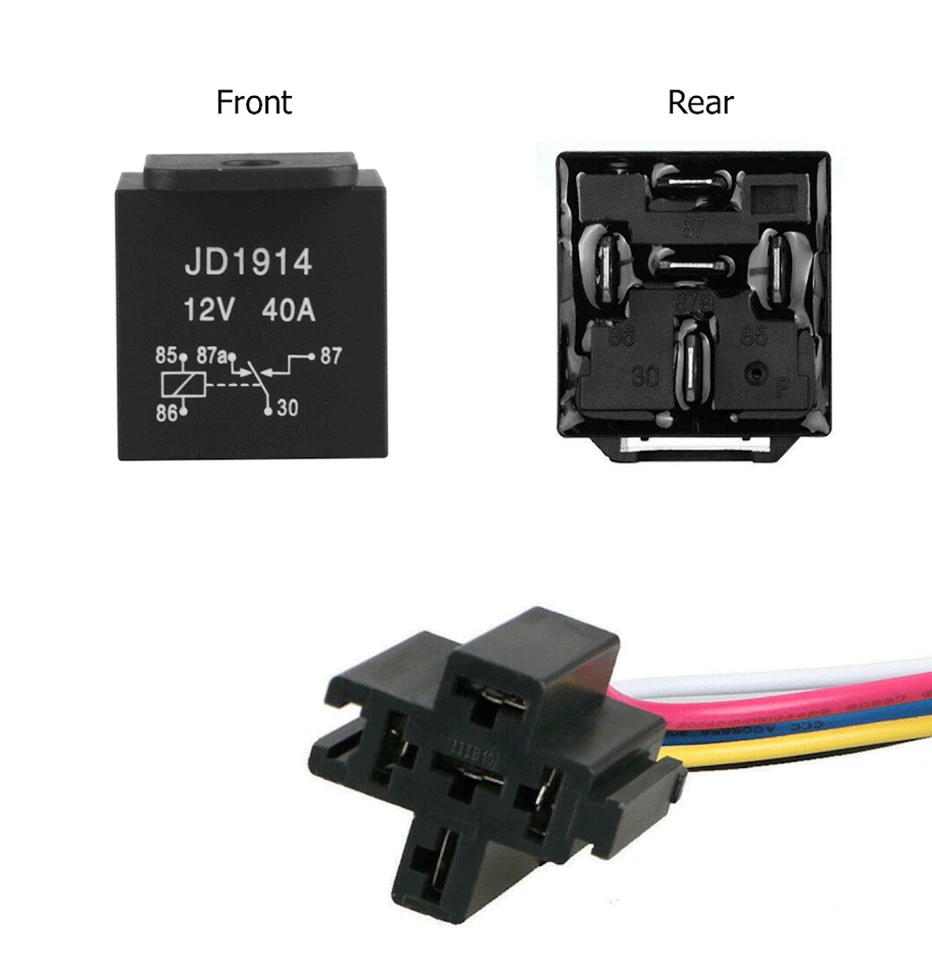5 Pack Relay Switch 5Pin Harness Socket 12VDC 40A Waterproof Automotive Car SPDT - Image 4 of 4