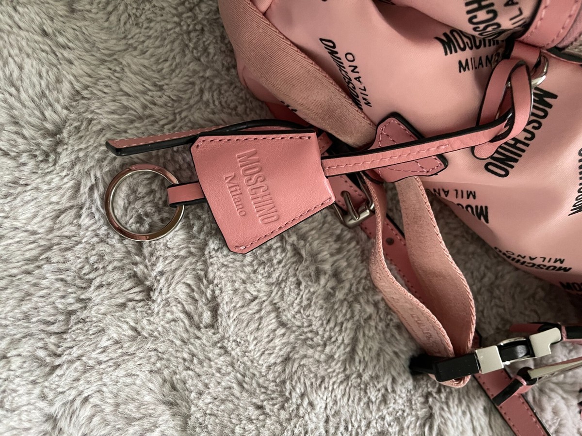 MOSCHINO Women Pink All Over Logo Print Unstructured Backpack Amazon.com | Love Moschino Women main image 4
