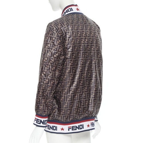 FENDI FILA reversible colorblocked silk Zucca monogram bomber jacket IT38 XS - Picture 7 of 12