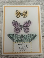 Card Set Of 4 Stampin Up Thank You Handmade Cards Butterflies