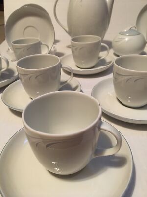 Scherzer 26 Piece Coffee / Tea Set Bavaria Germany Gray Blue Swish