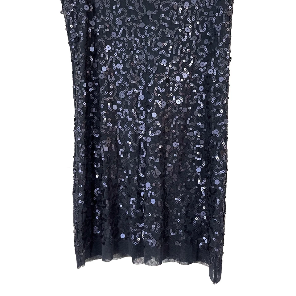 Max Studio Women’s Size Small Dark Blue Sequin Mesh Sleeveless Tunic Tank Top - Image 3 of 4