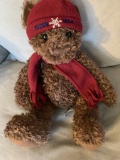 Fossil 15 Inch Plush Teddy Bear Winter Snowflake 1954 Hat and Scarf EUC