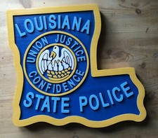 Police Louisiana State 3D routed carved plaque wood Patch Sign