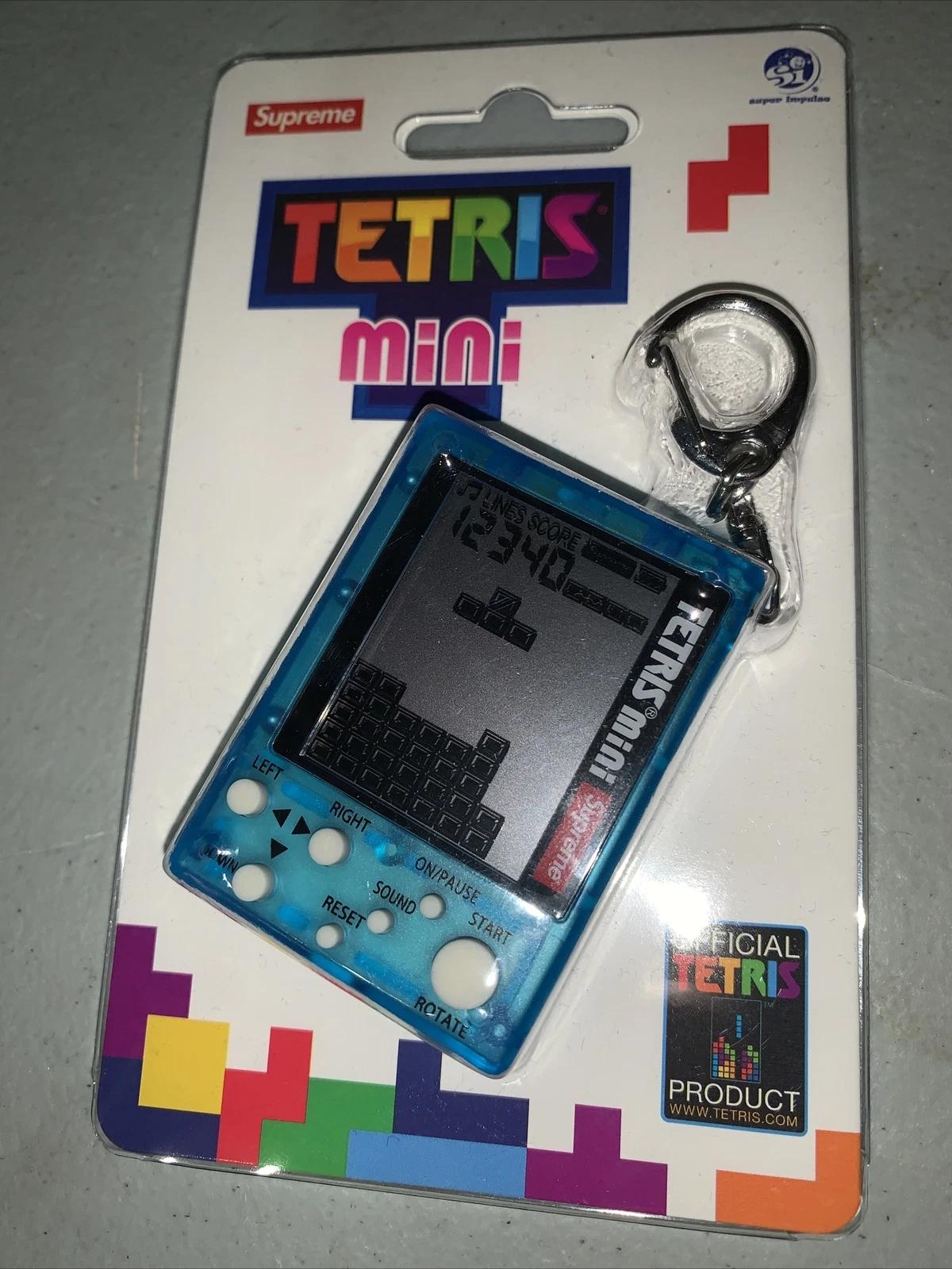 Porte clés de jeu portable transparent Supreme Tetris Mini rechargeable [BLEU] RARE