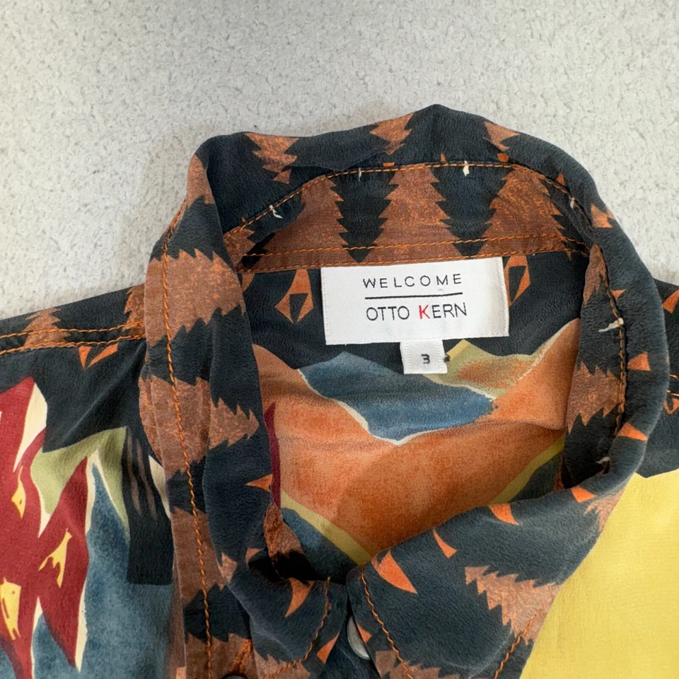 VINTAGE Otto Kern Shirt Men Extra Large Orange Silk Native American Art Tribal - Image 3 of 4