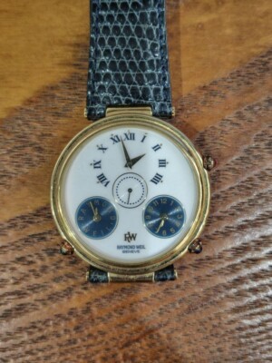 Raymond Weil 9821 Quartz Watch 3 Time Zones 37mm 18K Gold Plated