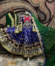 Afghan long blue kochi nikkah dress for women and wasket.couple kochi set