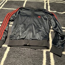 Rare 20x25  Vintage Adidas ATP Tracksuit Medium Lined Jacket Black Red 3 Stripe