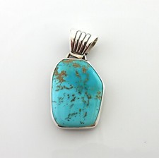 One of a Kind Handmade Sterling Silver Blue Turquoise Drop Pendant