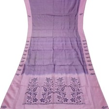 Vintage Purple Saree 100 Pure Silk Handwoven South Indian Sari 6YD Craft Fabric