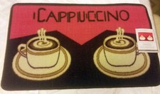 PRINTED NYLON KITCHEN RUG 18"x 30" 2 COFFEE CAPPUCCINO CUPS, rectangle, ST
