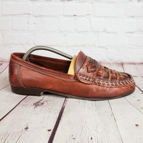 Woven Moccasin Brown Weaved Leather 