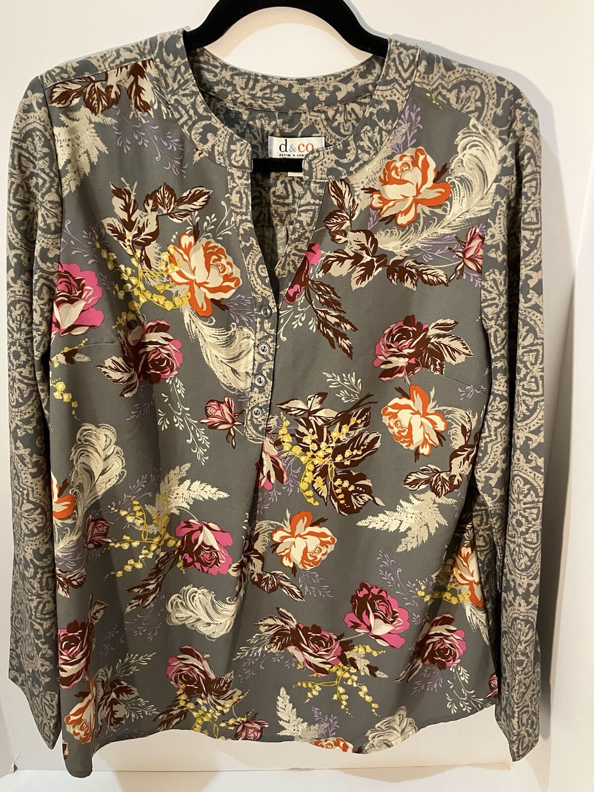 denim & company d&co two pattern blouse szM