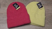  2 Qty ART CLASS Kids' One Size Ribbed Fold Over Beanie Hat 3 yrs