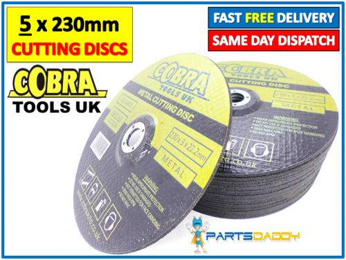 5 x 9" Inch 230mm Cobra Cutting/Slitting Disc Metal Discs for Angle Grinder UK - Afbeelding 1 van 2
